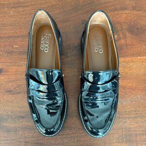 Franco Sarto Balin Black Patent Loafers Size 7